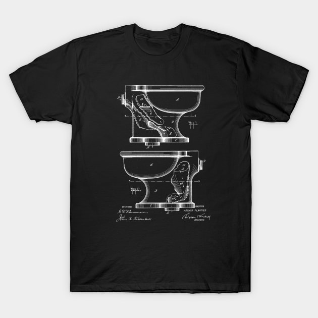 Toilet Water Closet Vintage Patent Drawing T-Shirt by TheYoungDesigns